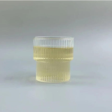 Cold Glass Bamboo Striped Cup 200Ml Transparent