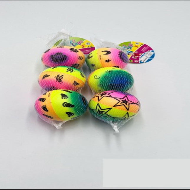 6.3cmPU Rainbow Star Footprint Ball 3pcs