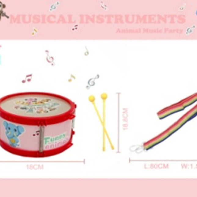 Cartoon pink Animal party Jazz drum (small) with drum band, red/Macaran ring mix