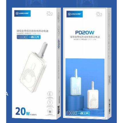 S22 Pd20W With Lightning To Type-C Cable
Super Strong Magnetic Suction Wireless Power  10000Mah