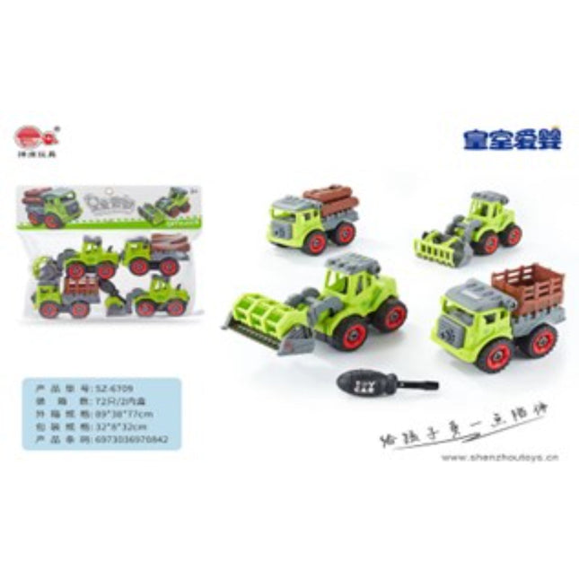 משאית חקלאים עם שקיות ומפורקת