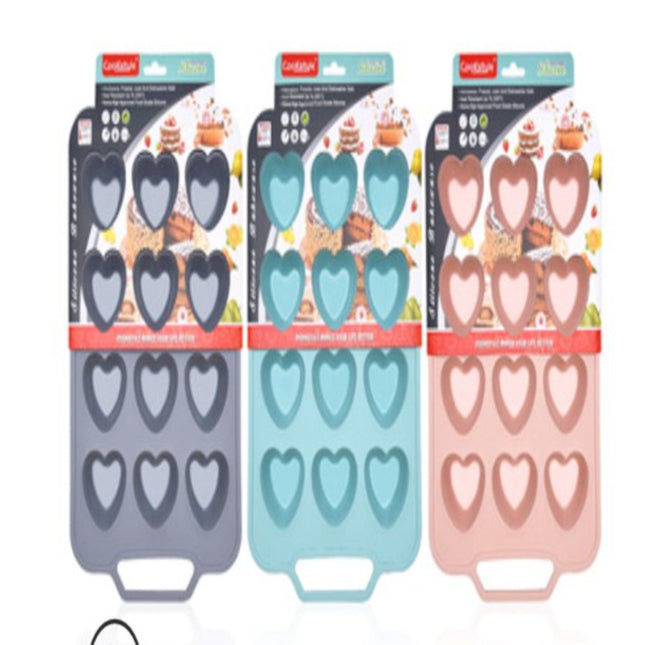 ידית עטופה בברזל_x000D_
 צלחת מרובעת עוגה בצורת לב 12 רשתות