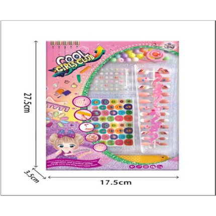 Diy Manicure Set (Nail Stickers + Nail Stickers + Nail File + Ear And Face Stickers + Beads