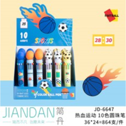 Hot Blood Sports 10 Color Ballpoint Pen