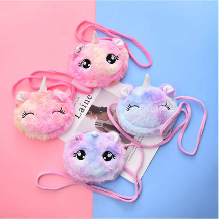 Unicorn Double Zip Furry Bag