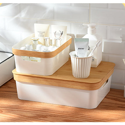 Plastic Storage Box With Bamboo Lip