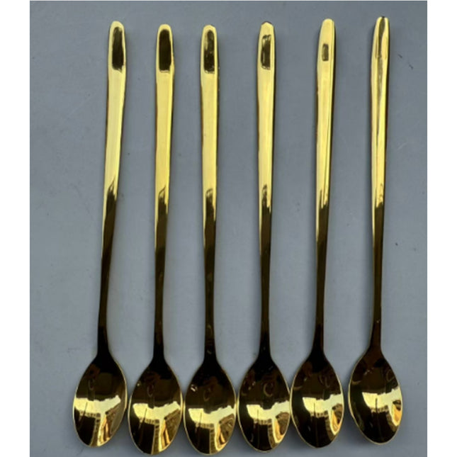 6pcs Golden Long Spoon