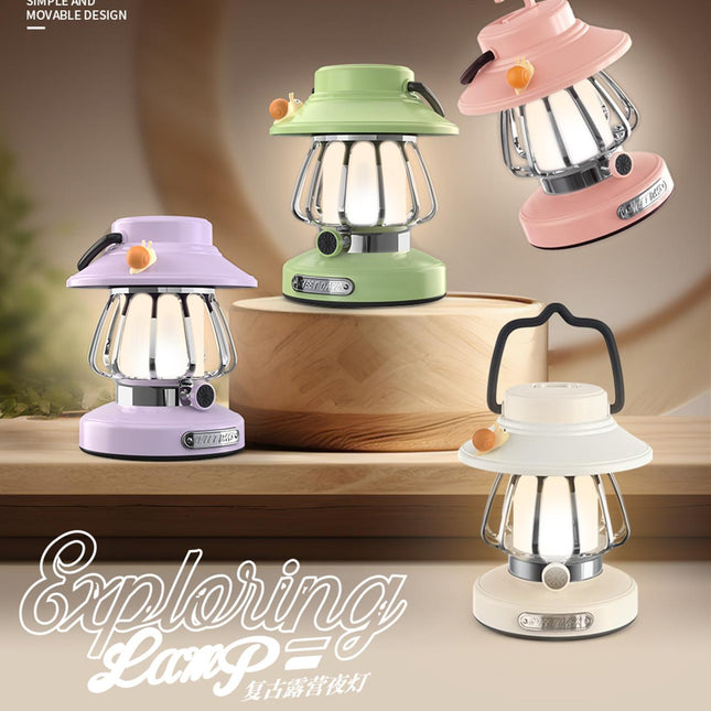 Snail Retro Camping Night Light Pink
