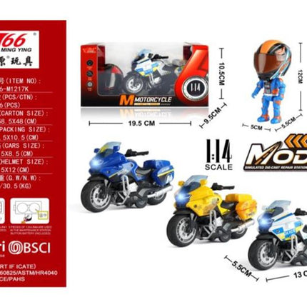 (GCC) 1:14 alloy regenerative BMW motorcycle with lights, music, and 3 colors mixed (with helmet)