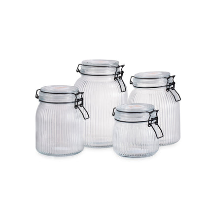 Soda-Lime Glass Canister With Glass Lid And Clip Top