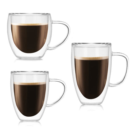 High Borosilicate Double Wall Coffe Cup With Handle