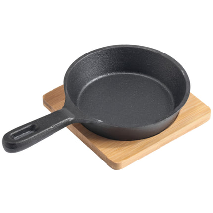 Cast Iron Serving Pan With Bamboo Board 12.5Cm