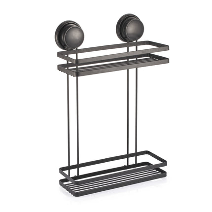 Two Tier Metal Rectangular Basket With 2 Tpr Black Suction Cups