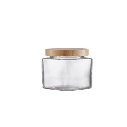 GLASS SPICE SHAKER WITH BAMBOO LID SQUARE SHAPE