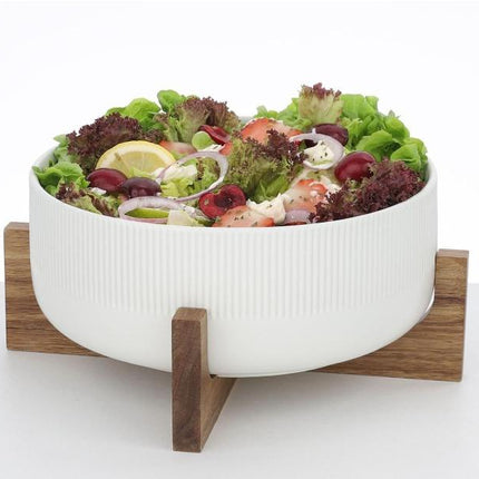Porclain Salad bowl +wooden stand