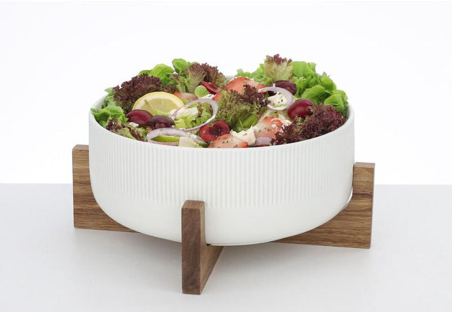 Porclain Salad bowl +wooden stand