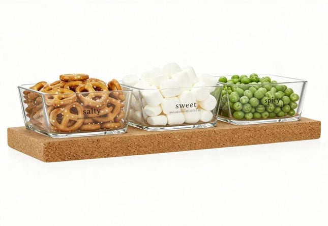 3 pcs glass snack bowl