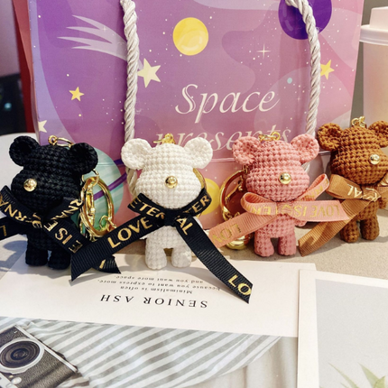 מחזיק מפתחות/לב של דובון ורוד