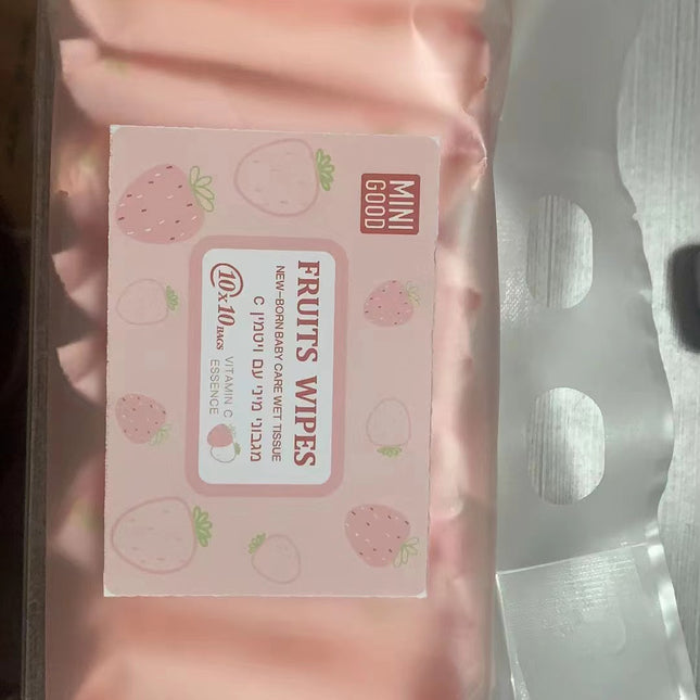 סט של 10 מגבונים לשקית תותים