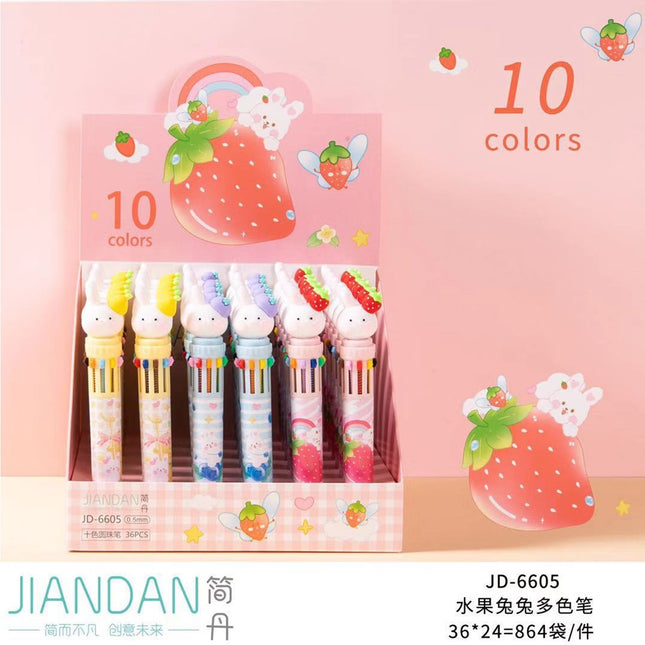 Fruit Bunny Multicolor Pen (10 Colors)