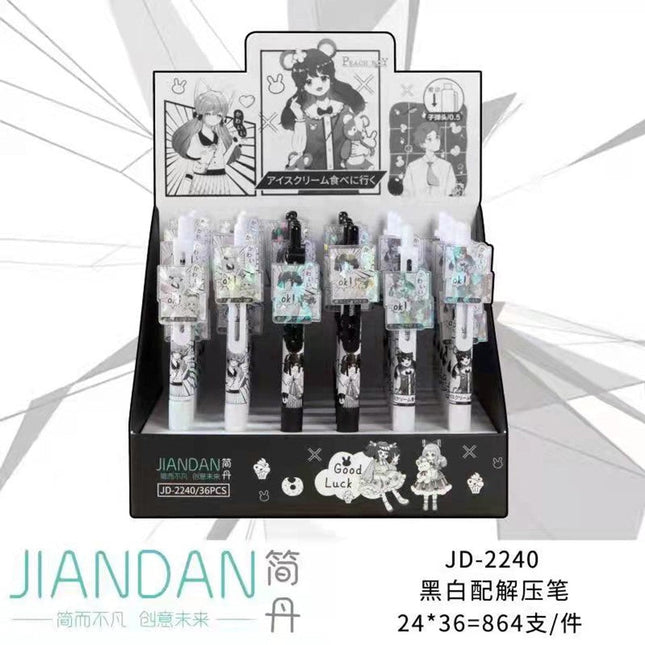 Black And White Decompression Sliding Cartoon Creative Press Pen