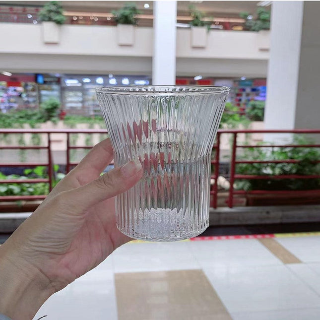Cold Glass Transparent Open Cup With Vertical Stripes