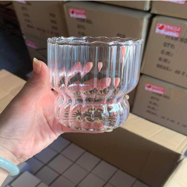 Cold Glass Striped Chubby Cup Transparent