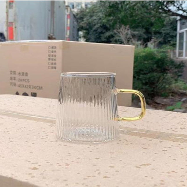 A Hot Glass Cup Striped Sippy Transparent