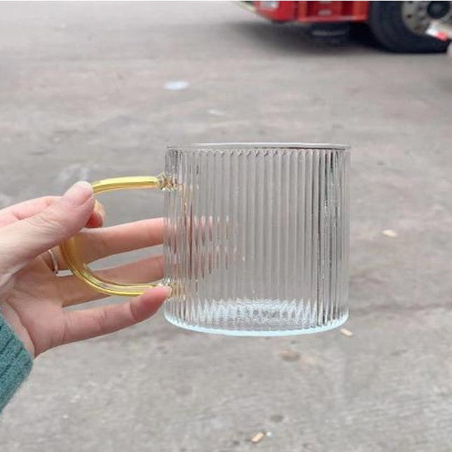 A Hot Glass Cup Striped Straight Mug Transparent