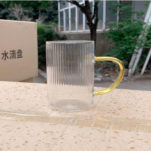 A Hot Glass Cup Striped Straight Bucket Cup Transparent