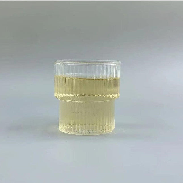 Cold Glass Bamboo Striped Cup 200Ml Transparent