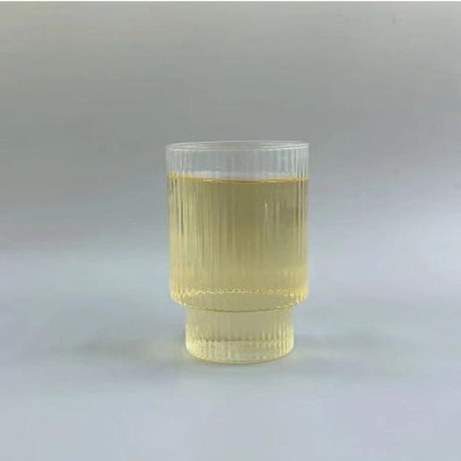 Cold Glass Bamboo Striped Cup 400Ml Transparent
