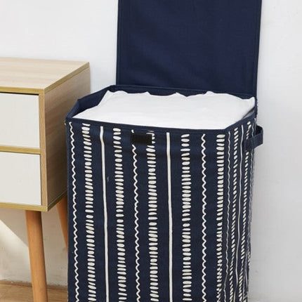 Jane Blue Collapsible Storage Basket_x000D_
With Cover Storage Bucket